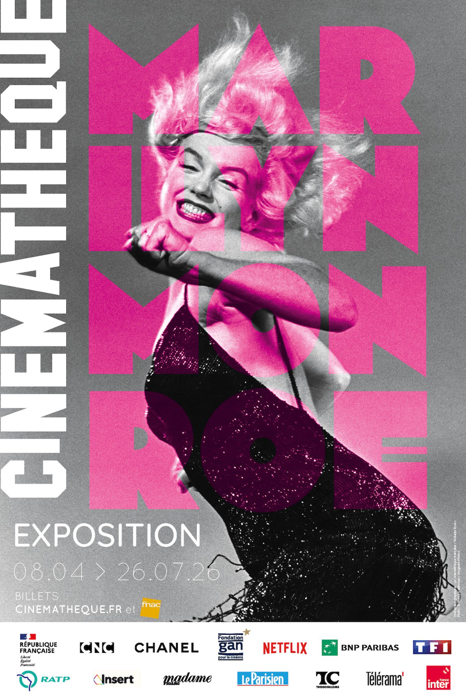 Affiche de l'exposition Marilyn Monroe à la Cinémathèque française